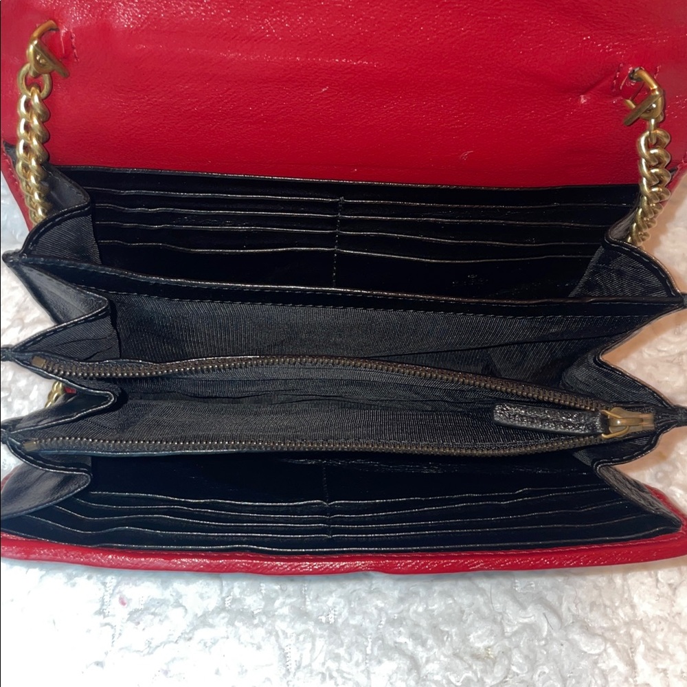 Gucci Torchon Marmont Quilted Leather Wallet on Chain WOC Bag Clutch Black/Red - Picture 14 of 17